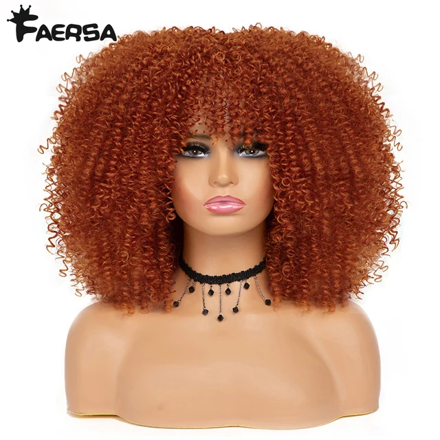 Short Hair Afro Kinky Curly Wig For Black Women Cosplay Blonde Synthetic Natural Red Wigs African Ombre Glueless HighTemperature 350