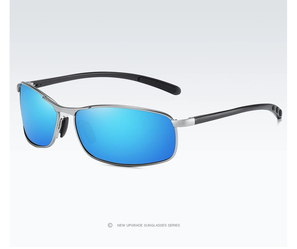Silver Blue Aoron мужские и женские поляризованные солнцезащитные очки классические прямоугольные солнцезащитные очки алюминиевая ножка Uv400 Солнцезащитные очки зеркальные очки для мужчин - Цвет линз: Silver Blue