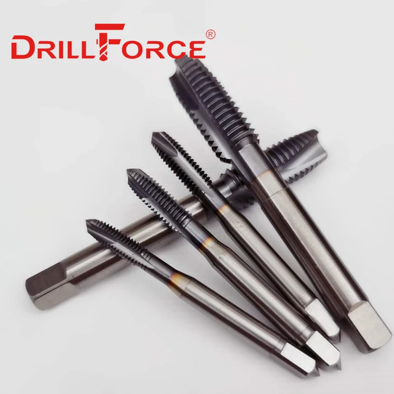 Drillforce 코발트 나사 스레드 탭 드릴 비트 나선형 뾰족한 플루트 미터법 M2-M16 TICN 코팅 기계 탭(스테인레스 스틸용)