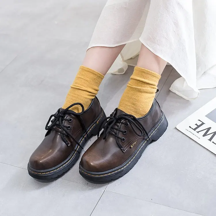 

Small Leather Shoes Women's Korean-style Versatile Autumn Students Japanese-style round-Toe 2019jk Uniform England Retro with Sk