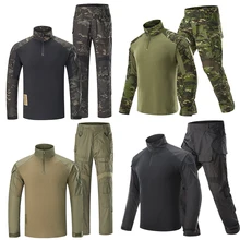 Airsoft calças de caça g3 combate camisa calças com almofadas camoping tático multicam forças caça camuflagem