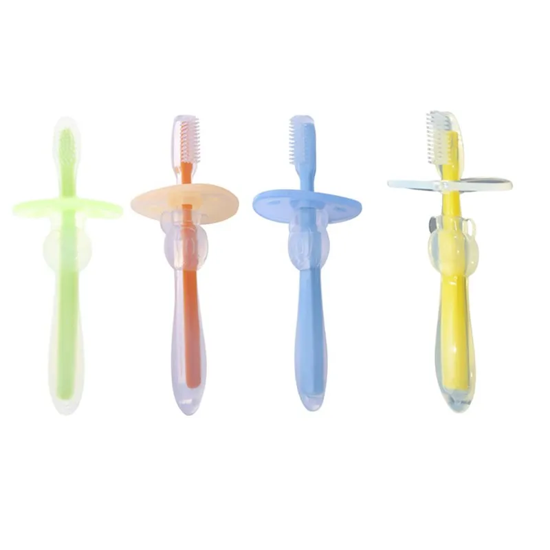 4pcs different Детская Мягкая силиконовая учебная зубная щетка для новорожденных детей, уход за полостью рта, зубная щетка, инструмент для прорезывания зубов, Прорезыватель для зубов - Цвет: 4pcs different