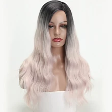 XINRAN длинные волнистые синтетические парики для женщин термостойкие косплей волосы розовый блонд парик