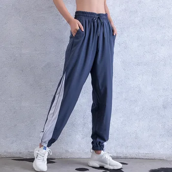 

Fashionable Women Casual Loose Fitness Pants Contrast Color Stitching Quick-drying Pants Breathable Pants Casual Harem Pants