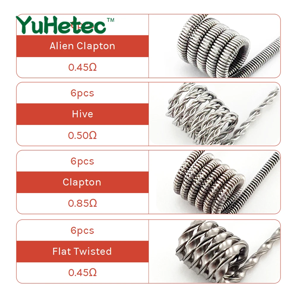 Готовая катушка YUHETEC 8 в 1 собранная Claptonwire готовые катушки Demon SS316 Tiger Alien