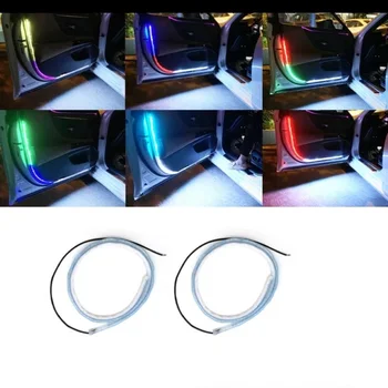 

2PCS Car-styling Red-white LED Streamer Door Anti-Collision Warning Light Welcome Decorative Light Belt Car Door Atmosphere Lamp
