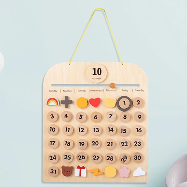 Wooden Desk Calendar Date Days Weather Montessori Learning Calendar Homeschool 4