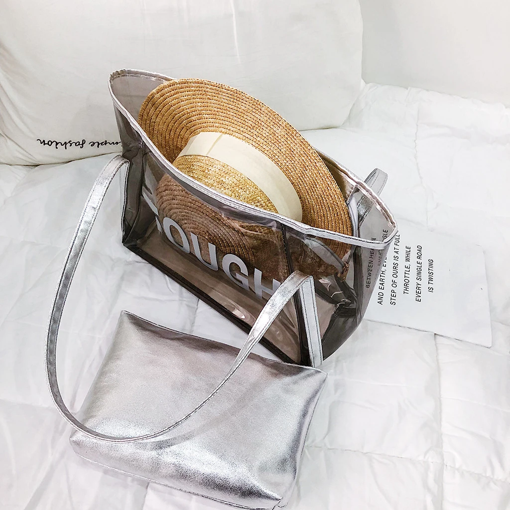 Clear Transparent PVC Shoulder Bags Women Candy Color Jelly Bags Purse Handbags Beach Travel Crossbody Shopping Totes 821