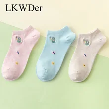 LKWDer 6 пар/лот Для женщин Весенне-осенние носки, Новое поступление, милые, миленькие в японском стиле(«Каваий» дизайнерская вышивка носки до лодыжки Для женщин, девушек, Meias