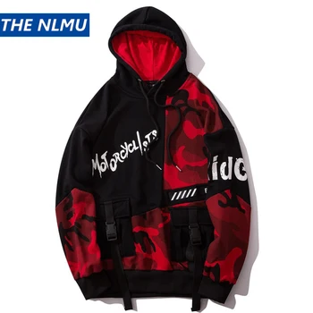 

Camouflage Patchwork Hoodies Men Streetwear Hooded Sweatshirt Hip Hop Casual 2019 Autumn Harajuku Hoodies Male HZ143
