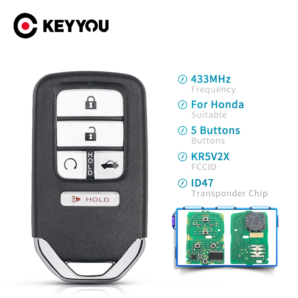 Запасной ключ KEYYOU 5 кнопок 433 МГц смарт-пульт дистанционного управления брелок
