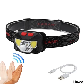 

LED Headlamp XPE+COB Headlight IR Motion Sensor Head Lamp Flashlight USB Rechargeable 18650 Torch Camping Runing Fishing Light