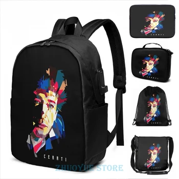 

Funny Graphic print Gustavo Cerati USB Charge Backpack men School bags Women bag Travel laptop bag