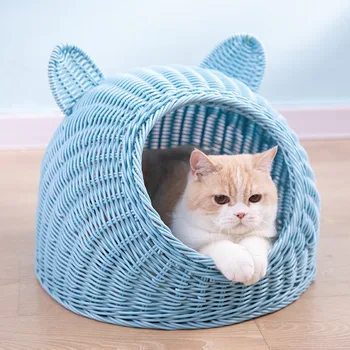 

Wood Cat Bed House Radiator Nest Cave Kennel Indoor Litter Box Rattan Wicker House Cesta Gatto Amaca Gato Hanging Shelves DD50MW