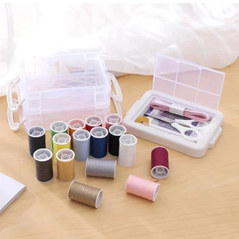 

Portable Needles Tape Sewing Kits Box Practical Hand Sewing Tools Measure Thread Spools Scissor With Storage Box