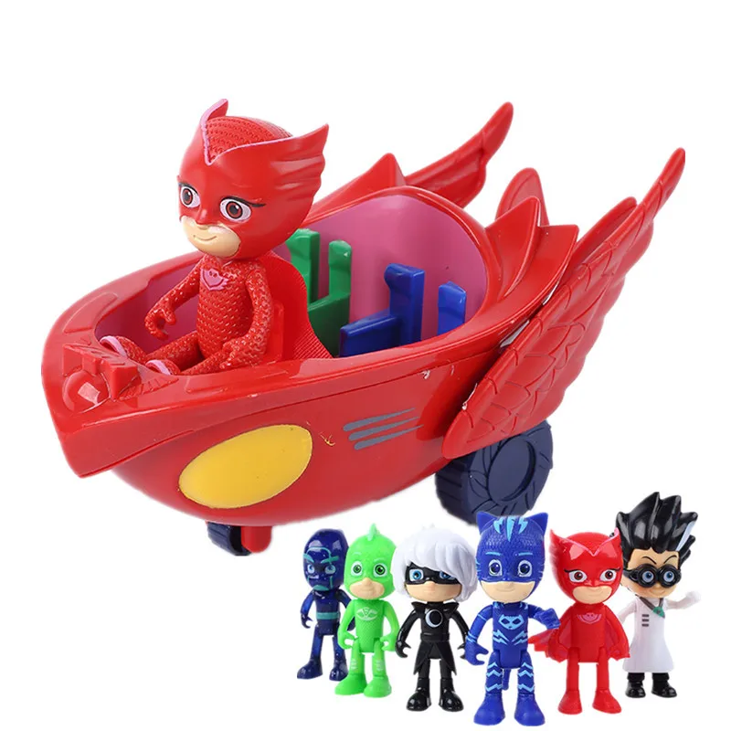 6 шт./компл. PJ игрушечная маска автомобиль кошка ребенок Catboy Owlette Gekko кукла в пижаме Juguete Pj masked игрушки для детей автомобиль подарок S06