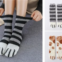 1 пара плюшевых носков из кораллового флиса женские носки без пятки осенне-зимние милые толстые теплые носки для сна с когтями для женщин