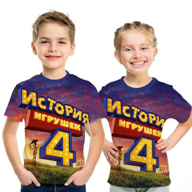 Популярный аниме История игрушек 3D estampado Nio moda nios desgaste amaderado Cool abrigo camiseta Buzz Lightyear nios ropacortamanga