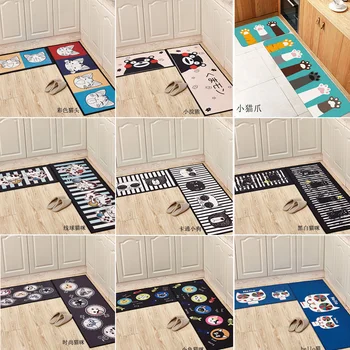 

Kitchen Mat Anti-slip Entrance Area Rugs Living Room Balcony Bathroom Printed Carpet Doormat Hallway Geometric/Cartoon Bath Mat