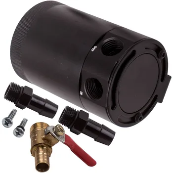 

2 Port Oil Catch Can Tank Baffled Air-Oil Separator Black 5OZ Universal Anodized OCC038-BK