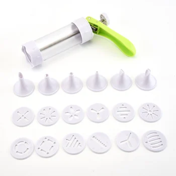 

Biscuit Cookie Icing Tools Kit Cake Decorating Press Tool Machine with 12 Molds 6 Icing Nozzles Set PAK55