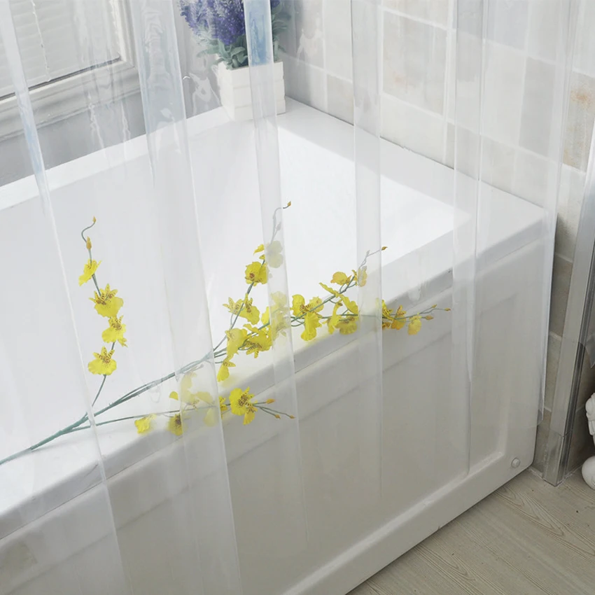 Transparent Shower Curtain Waterproof Clear White PEVA Bath Curtains Liner for Bathroom Mildew Home Hotel with Free Hooks shower curtains