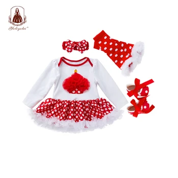 

Yoliyolei Cute Tutu Dress Set Christmas Festival Baby Full Moon Jumpsuit Newborn Dots Round neck Romper Set