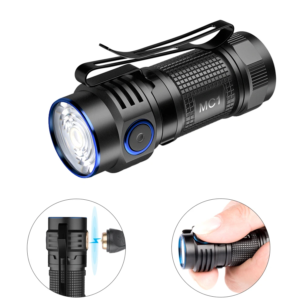 

Trustfire MC1 Rechargeable Magnetic Mini Flashlight 2A Fast Charging Pocket Powerful EDC keychain torch lamp for Olight Fenix