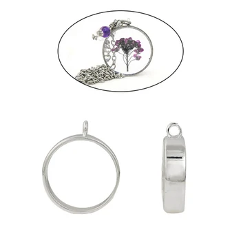 

DoreenBeads 2 Pcs Handmade DIY Pendants Tool Open Back Bezel For Making Resin Round Pendants Silver color/Antique Bronze/Copper