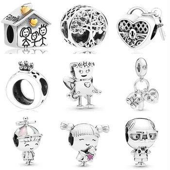 

925 Sterling Silver Floral Bella Bot Family Tree Lock Baby Girl DIY Fine Beads Fit Original Pan Charms Bracelet Jewelry