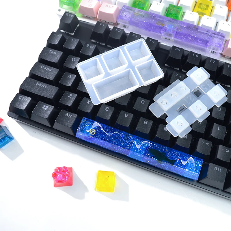 DM044 Computer PC Pet Paw Teclado Mechanical Gaming Keyboard Mould Keycaps Silicone Epoxy Resin Key Caps Molds For DIY Art Craft