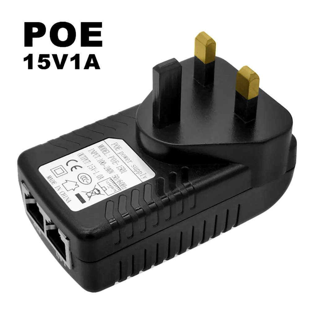 

CCTV Security Surveillance PoE Power Supply 48V 0.5A 24W POE Wall Plug POE Injector Ethernet Adapter IP Camera Phone UK Plug