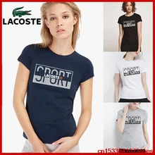 Best Offers Lacoste- New Original Brand T Shirt Women Tops Summer Short Sleeve Fashion T-shirt 100% Cotton Tshirt 2LA117