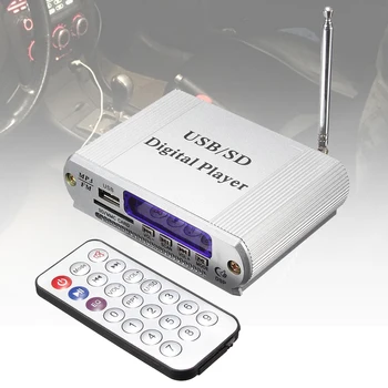 

Digital Player USB Aluminum Alloy Car Audio Durable LED Display DC 12V MP3 Home FM Radio With Remote Control Mini Headphone
