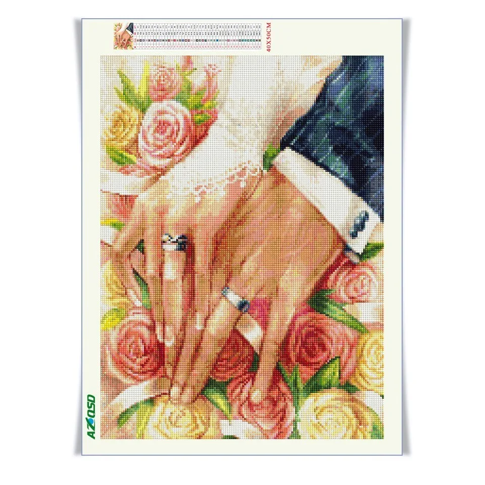 AZQSD алмазная живопись полный дисплей цветок роза DIY Алмазная вышивка мозаика обручальное кольцо Стразы картина стены Искусство любовь подарок