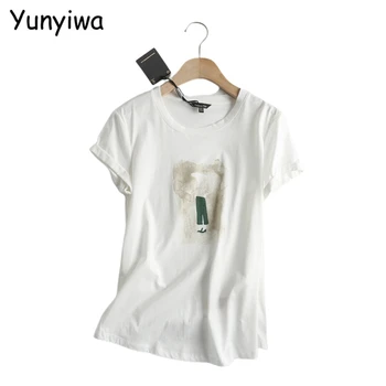

Women Vintage Print Cotton T Shirt Short Sleeve O Neck 2020 Female Casual Tee Shirt Street Wear Top