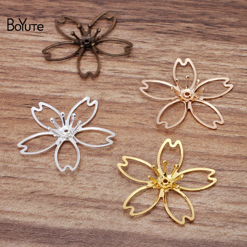 

BoYuTe (50 Pieces/Lot) 27MM Metal Brass Two-layer Flower Bead Caps Diy Jewelry Accessories Handmade Materials