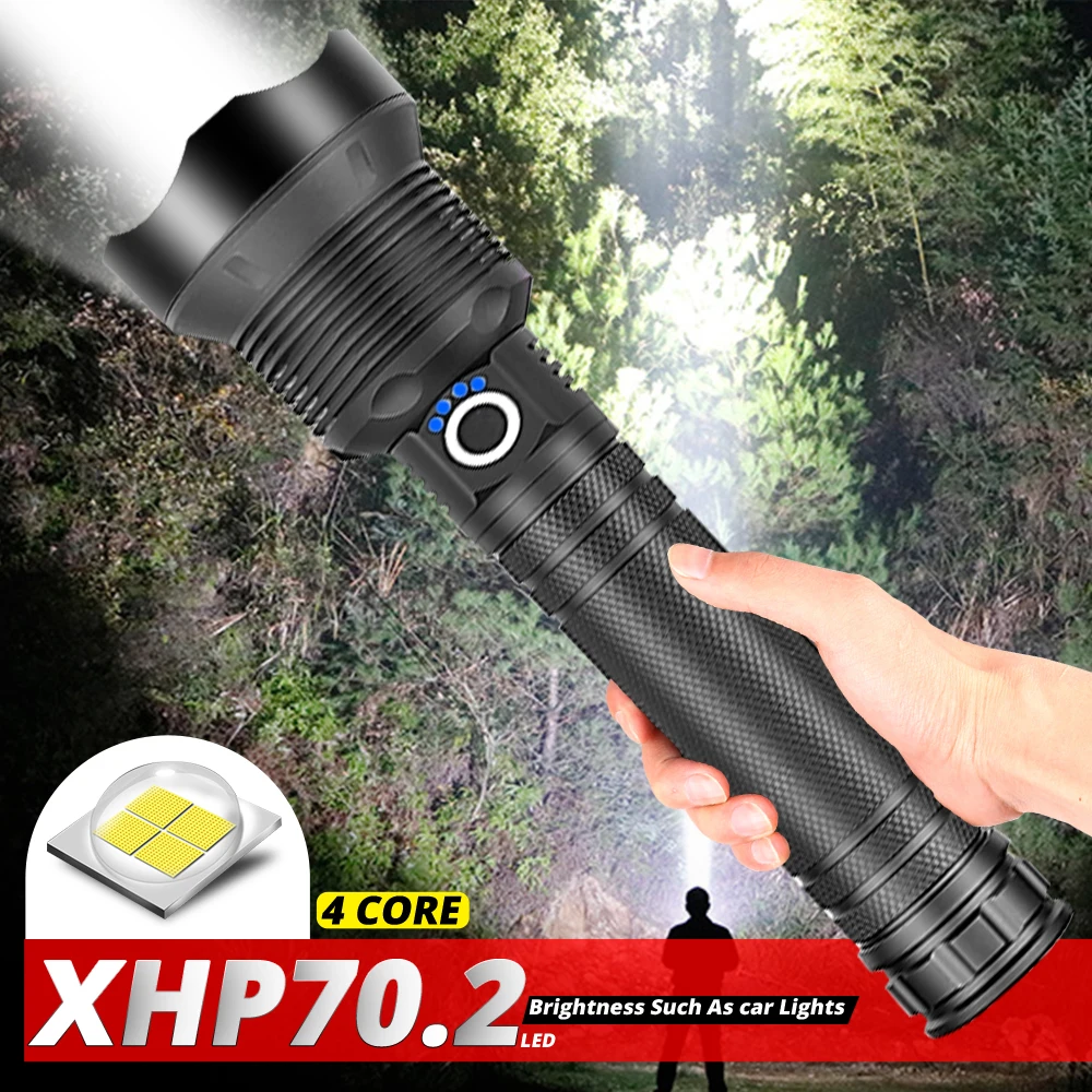 Xhp70.2 самый мощный светодиодный фонарь с аккумулятором 18650 или 26650, перезаряжаемый через usb фонарь xhp50, фонарь для охоты, кемпинга