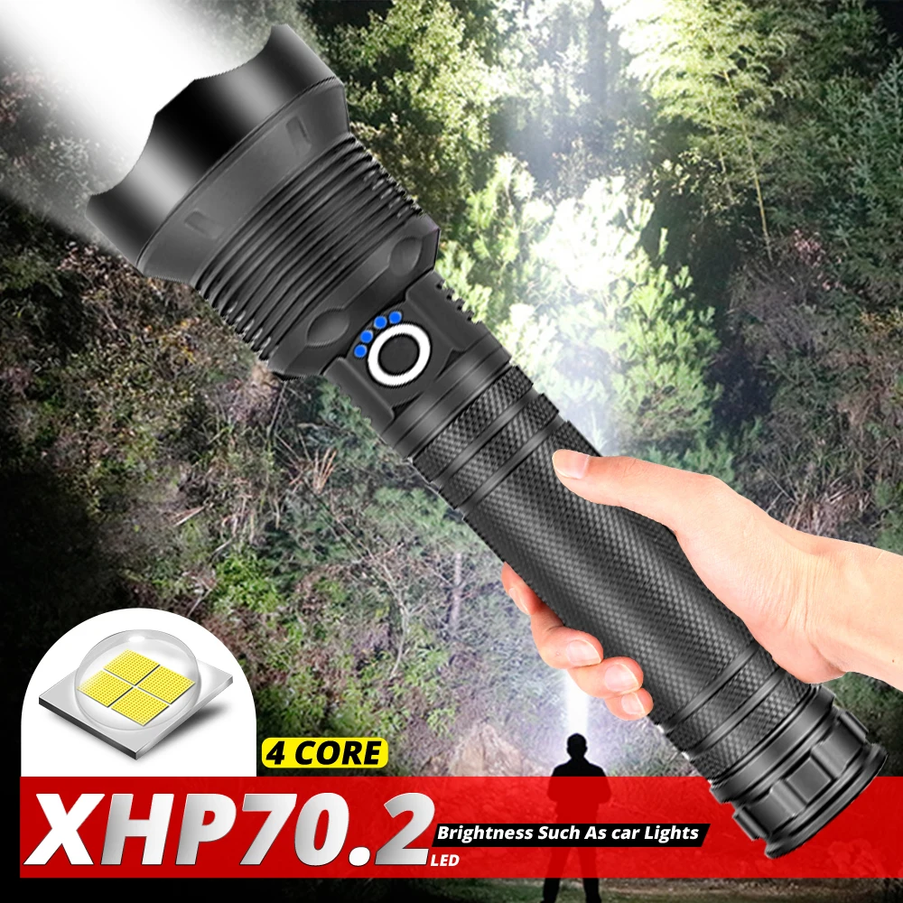 

xhp70.2 most powerful led flashlight use 18650 or 26650 battery usb rechargeable torch xhp50 lantern for hunting camping lamp