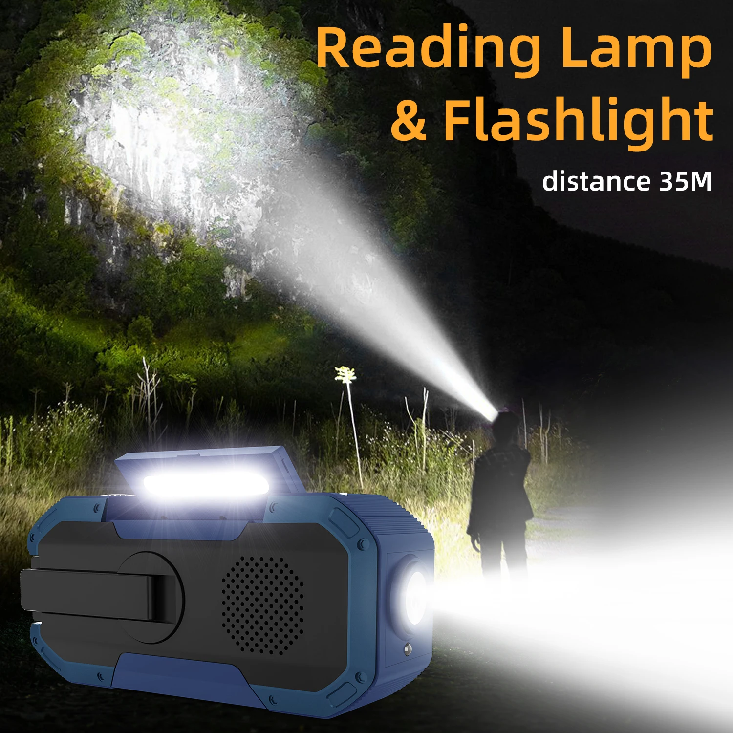 2021 Multifunctional Portable Bluetooth Speaker Hand Crank Solar Radio AM/FM Radios LED Flashlight and 5000mAH Power Bank w/ sos