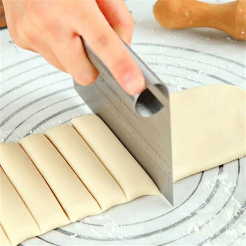  Durable Stainless Steel Pizza Dough Fondant Scraper Cutter Cake Baking Pastry Spatulas Cutters Toug