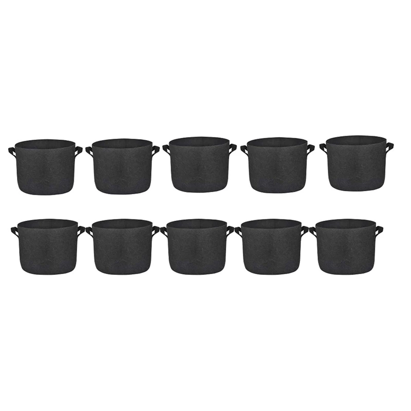 

10 Pack 10 Gallon Premium Grow Bags Heavy Duty Nonwoven Fabric Plants Pots with Handles Indoor & Outdoor Grow Containers for Veg