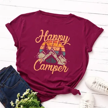 

Plus Size S-5XL New Camper Print T-shirt Women Shirts 100%Cotton O Neck Short Sleeve Tees Summer Women T Shirt Female TShirt
