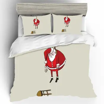 

Christmas Bedding Sets Queen Home Textile Duvet Cover Single King Suicidal Santa Claus Bedding Set Bed/Linen Sheets Ropa De Cama