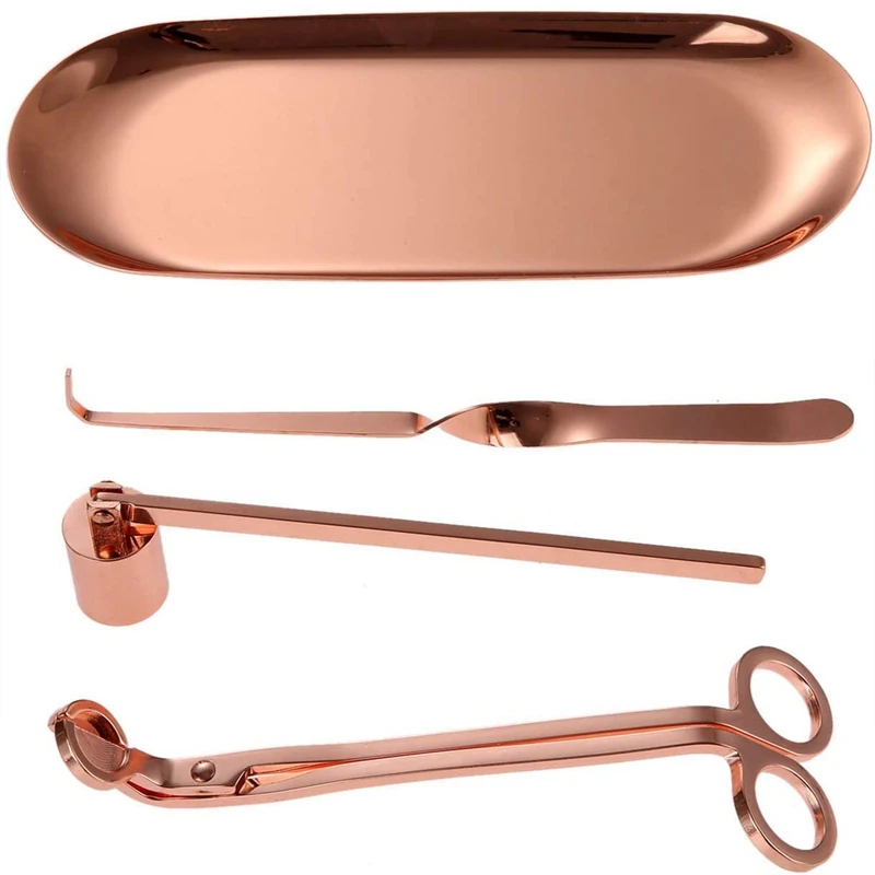 

Candle Accessory Set Includes Candle Snuffer, Candle Wick Trimmer, Candle Tray, Candle Core Hook - Candle Care Kit 4Pcs