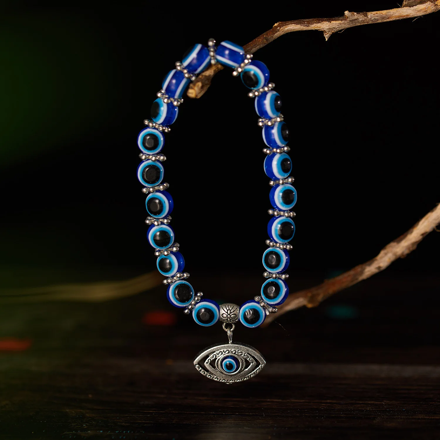 Blue Evil Eye Bracelet Hand of Fatima Turkey Thousand Eyes Wish Handmade Women's Resins Bead Bangle Elastic Bracelets Jewlery