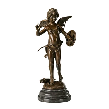 

Young Cupid Bronze Statue Greek Mythology Love God Eros Sculpture Figurine Copper Antique Artwork for Indoor Decor Wedding Gifts