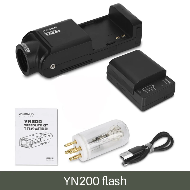 YONGNUO YN200 флэш-светильник ttl HSS 2,4G 200 Вт литиевый аккумулятор usb type C совместимый YN560-TX(II)/YN560-TX Pro/YN862 для CanonNikon - Цвет: YN200