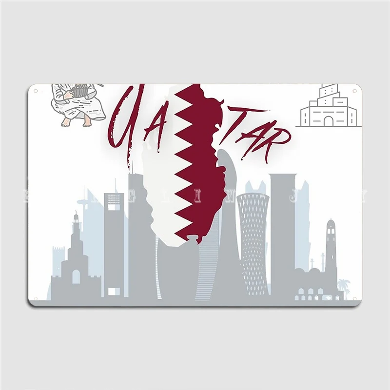 Qatar Flag Qatar Map Qatar Sticker Qatar Design Poster Metal Plaque Wall Mural Cave Pub Create Poster Tin Sign Posters Plaques Signs Aliexpress