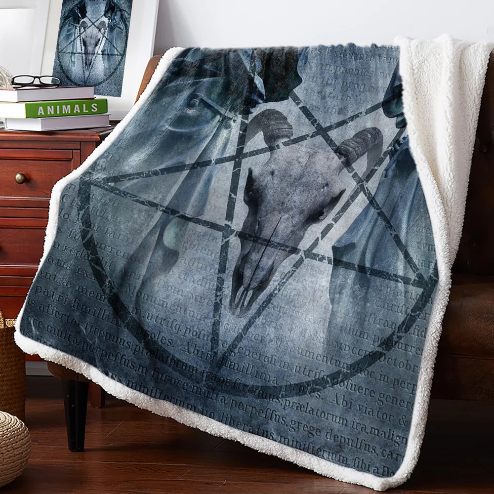 Winter Cashmere Blanket Baphomet Sheep Evil Bed Cover Bedspread